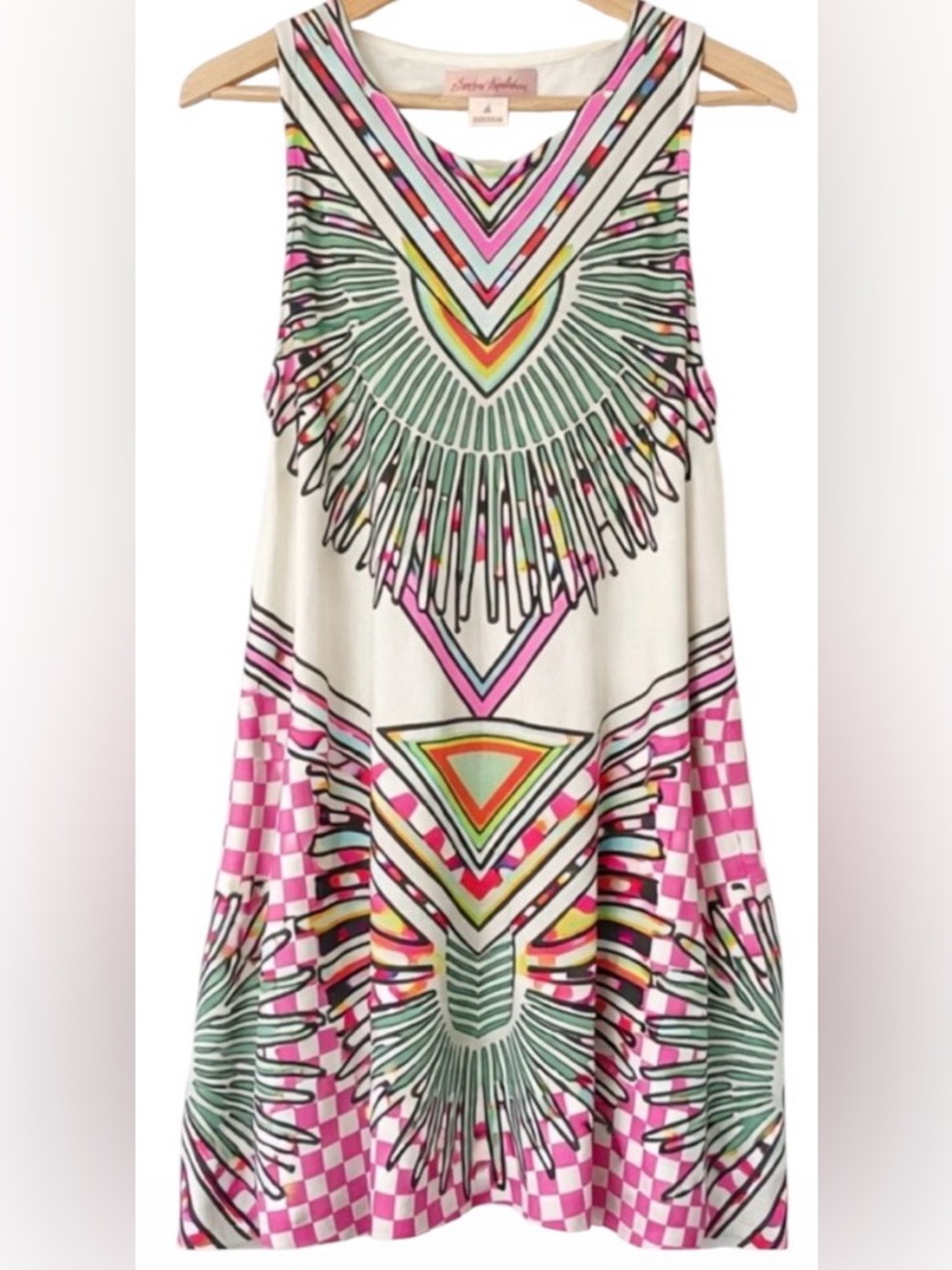 Mara Hoffman Rainbow Palm Stone Geometric Print Swing Dress S/M